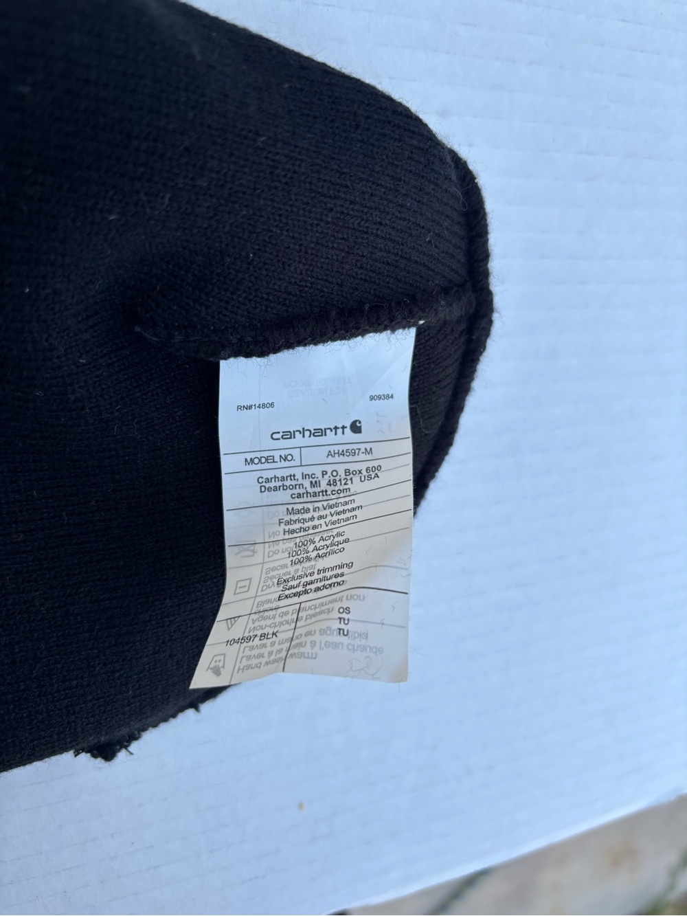 Carhartt Black Beanie with White and Gold Logo Accents - Picture 3 of 3